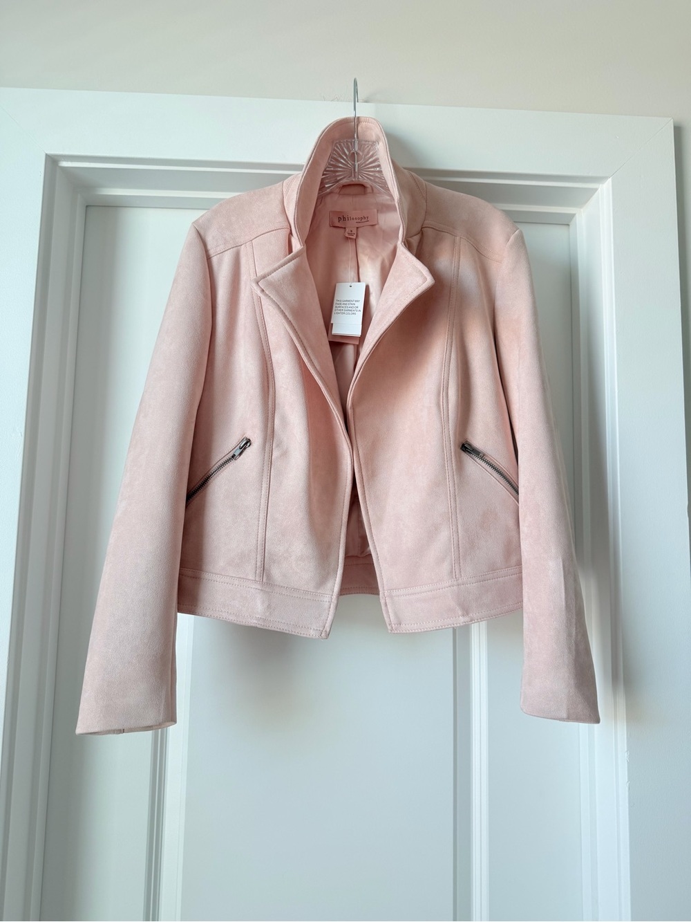 Philosophy Soft Blush Suede Feel Silk Lined Cropped Jacket BRAND NEW with tags